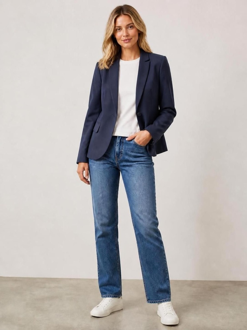 Classic Navy Single-Button Women's Blazer